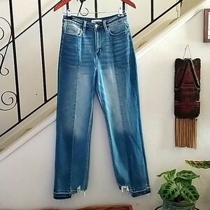 FLYING MONKEY High Rise Cropped Straight Jeans Uneven Hem Size 27